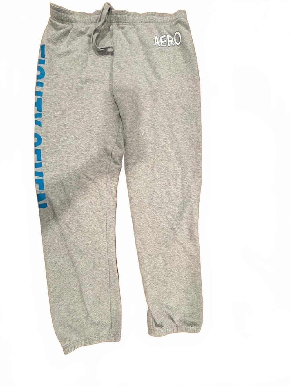 Aeropostale Men's Gray Sweatpants with Drawstring Waist and Logo Print